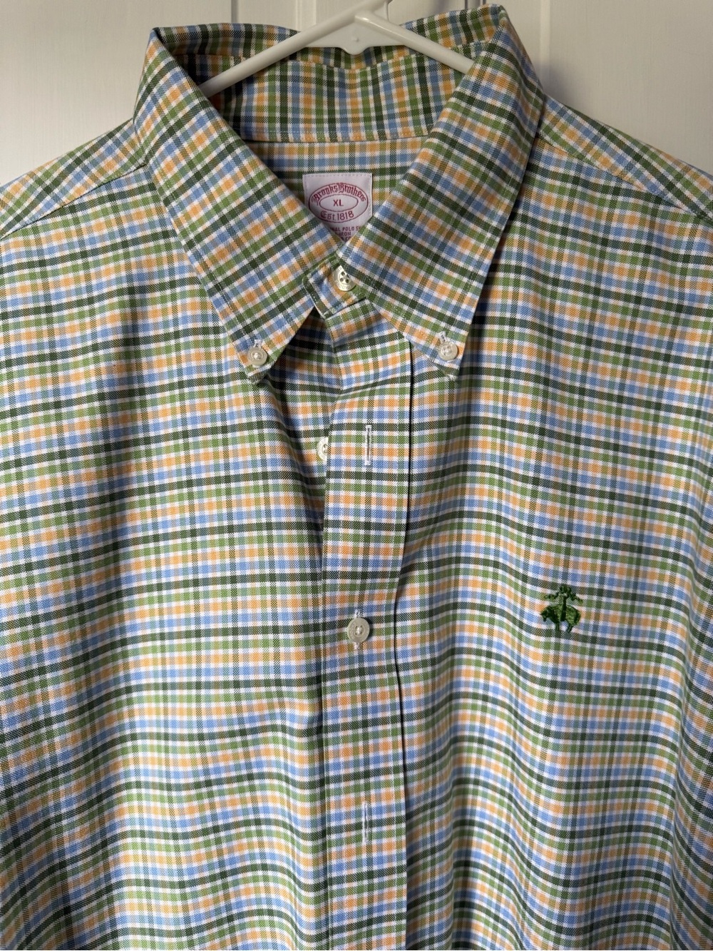 Brooks Brothers Men’s Green Plaid LS Button-Down Shirt Size XL - Msmnts in Pics